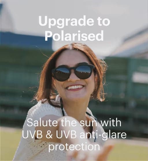 Dresden Vision person wearing polarised sunglasses highlighting UV protection and anti-glare lenses