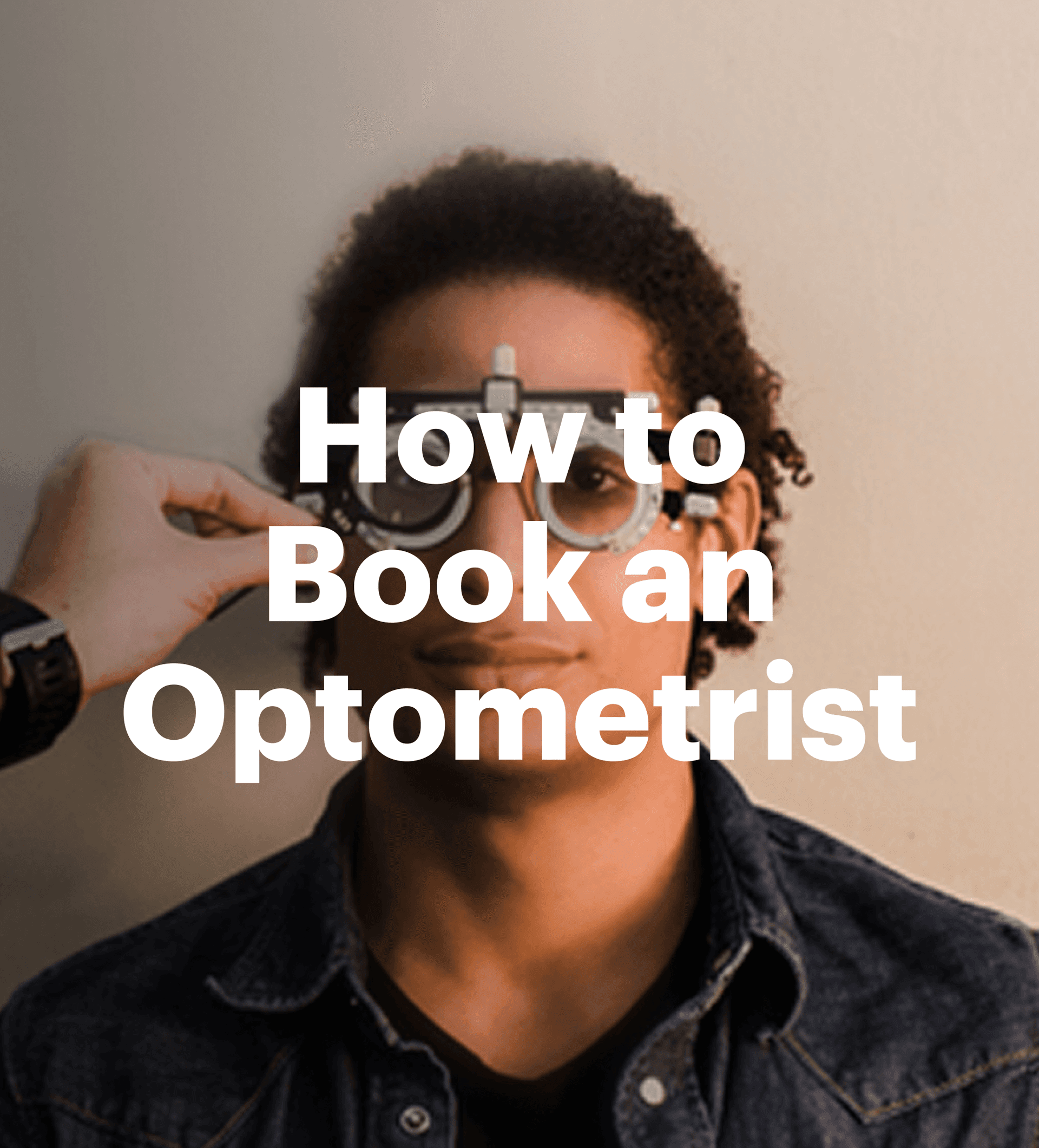 Client undergoing a vision assessment with a licensed professional at Dresden Vision Canada, wearing a phoropter trial frame to determine prescription strength.